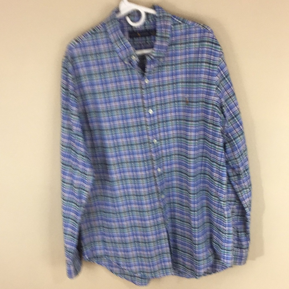 Ralph Lauren Blue Label Plaid Long Sleeve Button Down Shirt Size XL